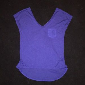 Blue V Neck With Sheer Back